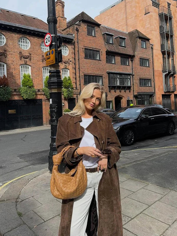 Sophie | Trench-coat élégant en cuir d'agneau