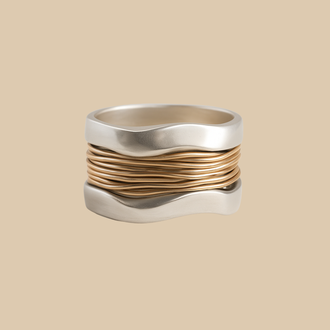 ECSTASY™ - Bague en Fils Argentés et Dorés