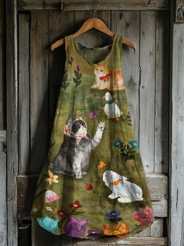 Robe Tank Art Familial de Chats Créatifs et Mignons à la Ferme