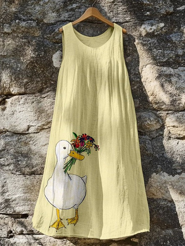 Robe Tank Canard Mignon Avec Art Floral