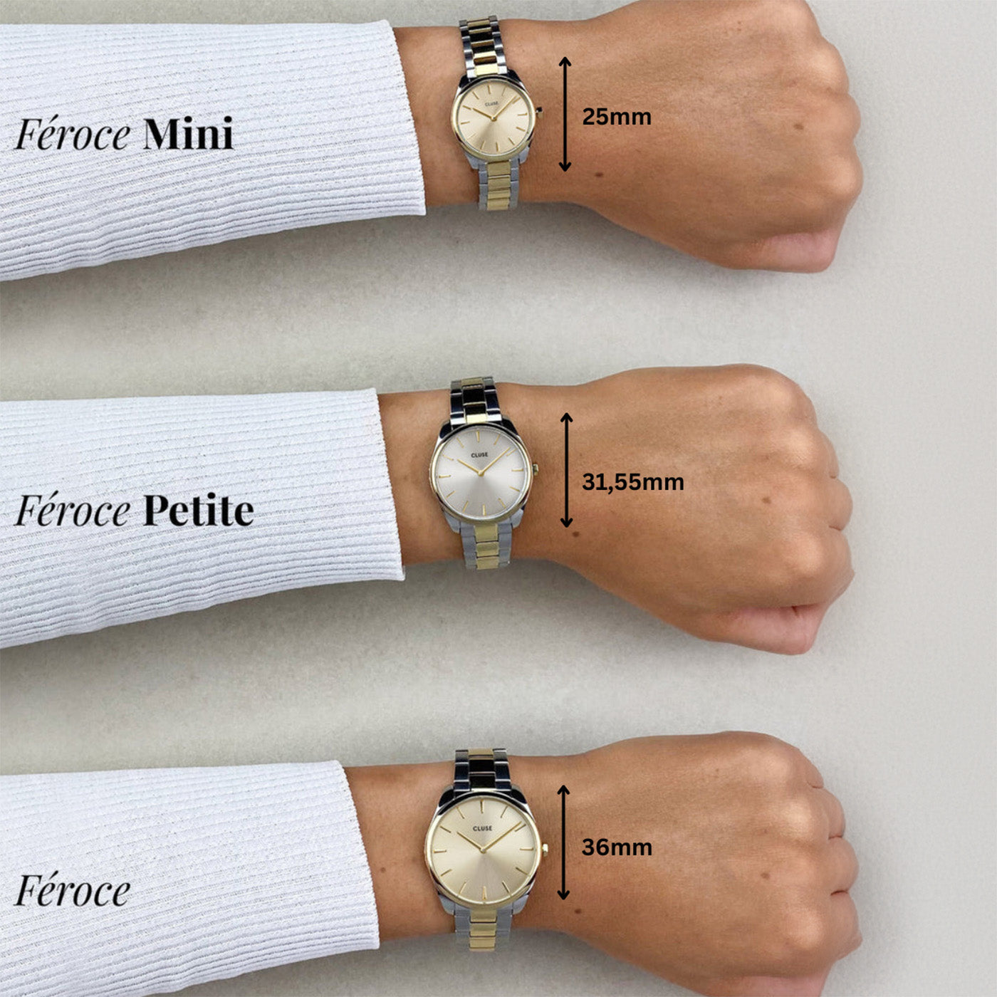 Montre Mini Féroce en Acier, Perle Abricot, Couleur Or