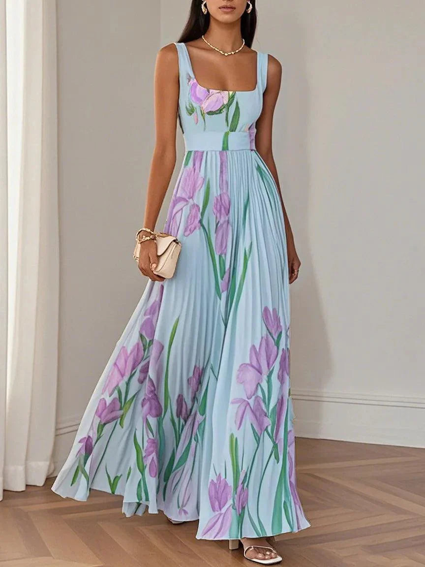 Liana™ | Robe Maxi en Chiffon Plissé