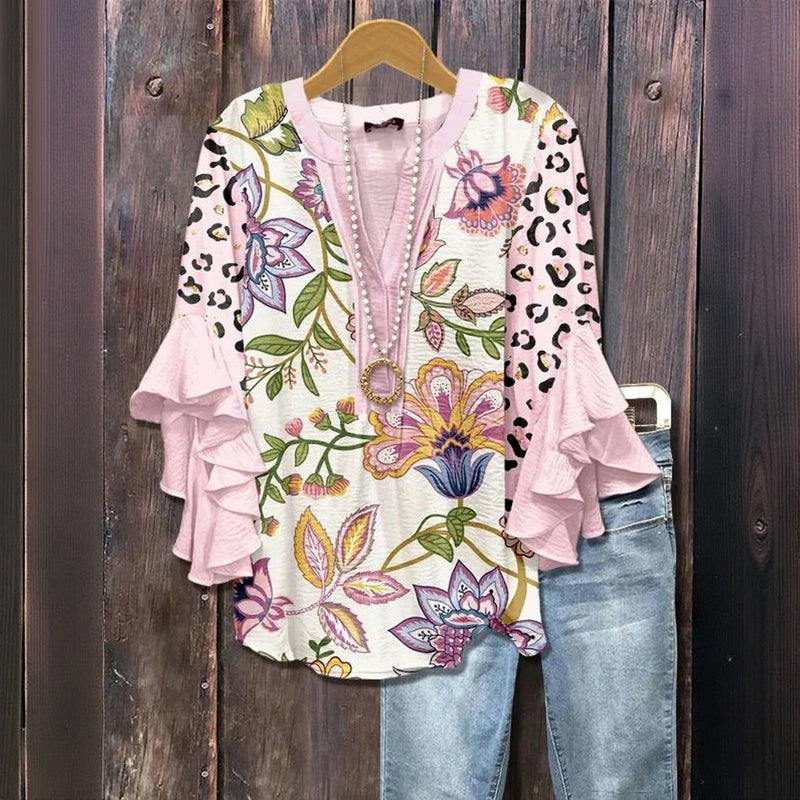 Narma™ - BLOUSE À IMPRIMÉ FLORAL VINTAGE