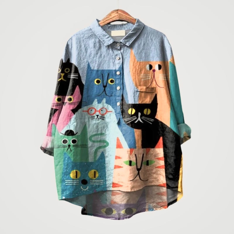 PALMIRA™ - CHEMISE OVERSIZE AVEC UN DESIGN DE CHIEN JOUET ET UN CONFORT QUOTIDIEN
