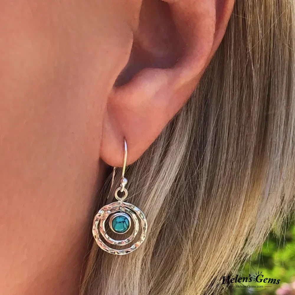 Boucles d'Oreilles Boho Saturne : Turquoise & Or