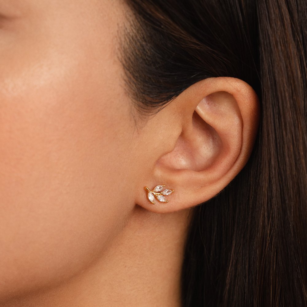 Boucles d'oreilles en cristal chic en forme de feuille