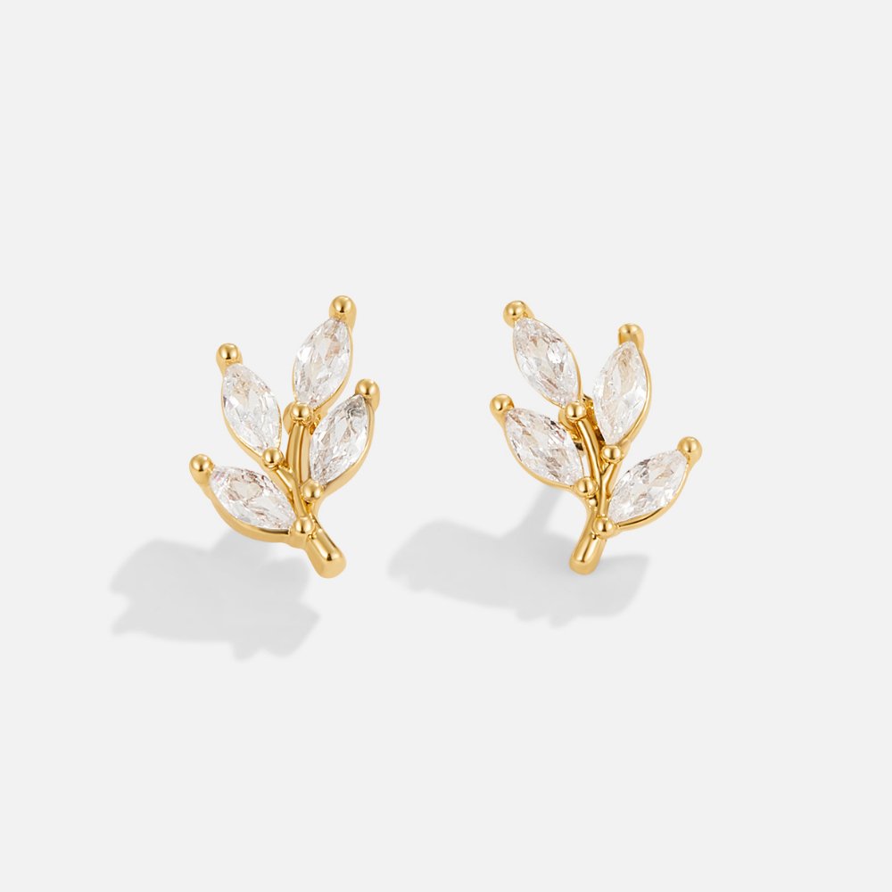 Boucles d'oreilles en cristal chic en forme de feuille