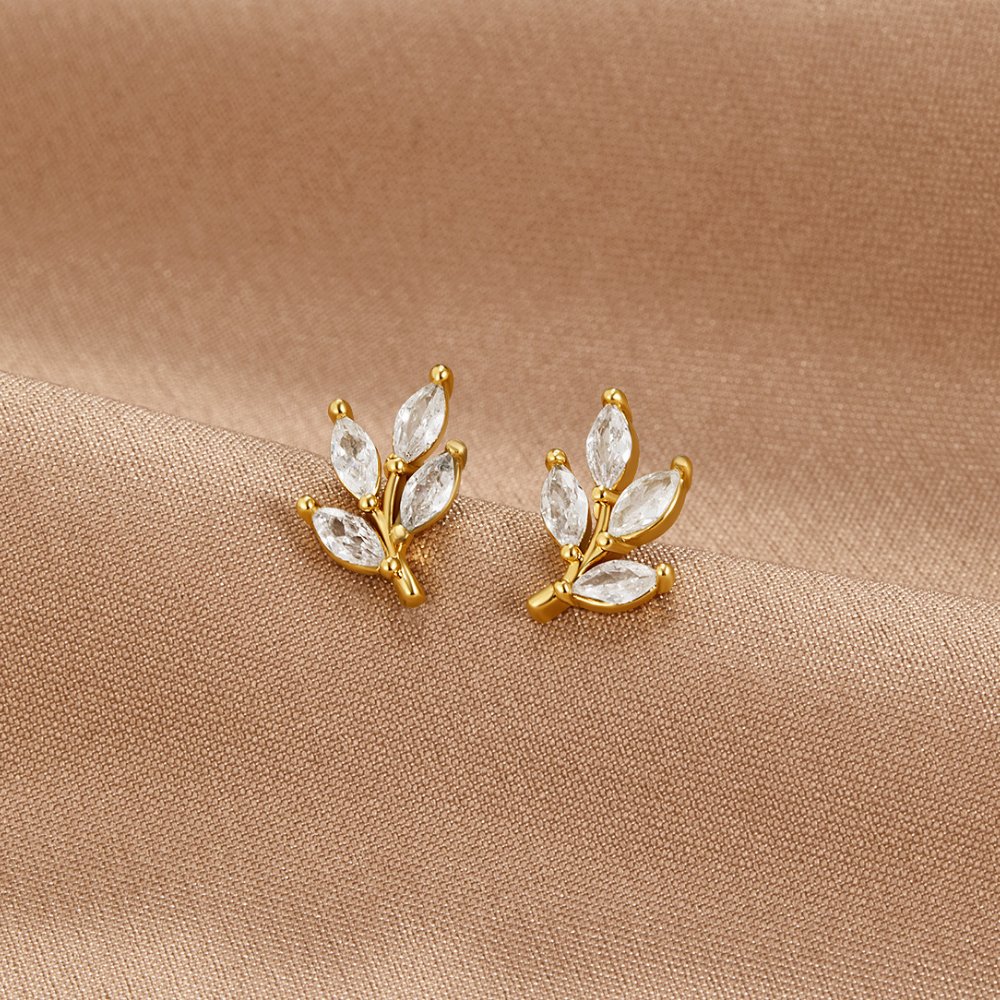 Boucles d'oreilles en cristal chic en forme de feuille