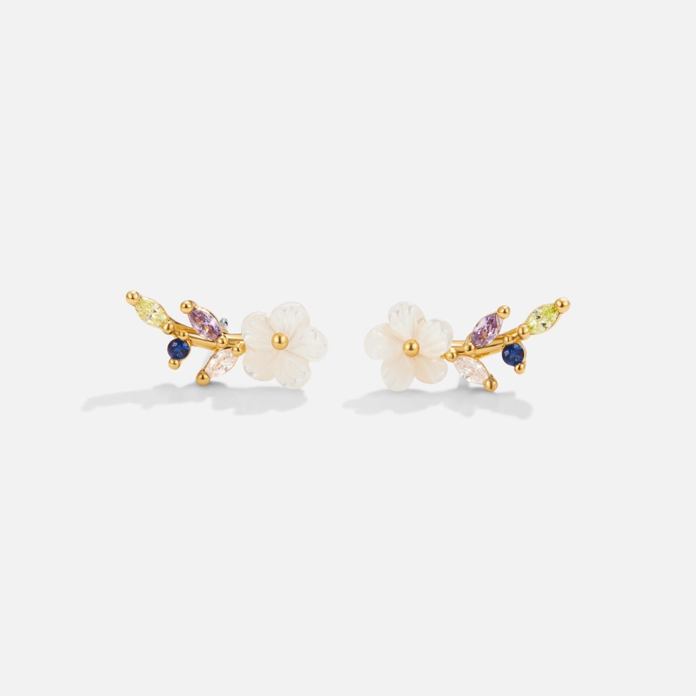 Boucles d'oreilles Cristal Blanc Fleur