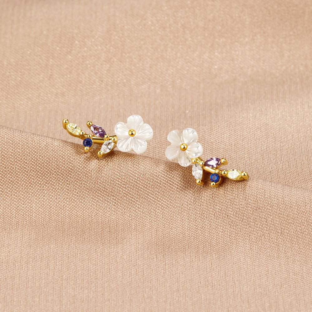 Boucles d'oreilles Cristal Blanc Fleur