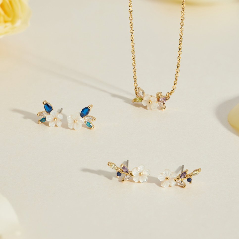 Boucles d'oreilles Cristal Blanc Fleur
