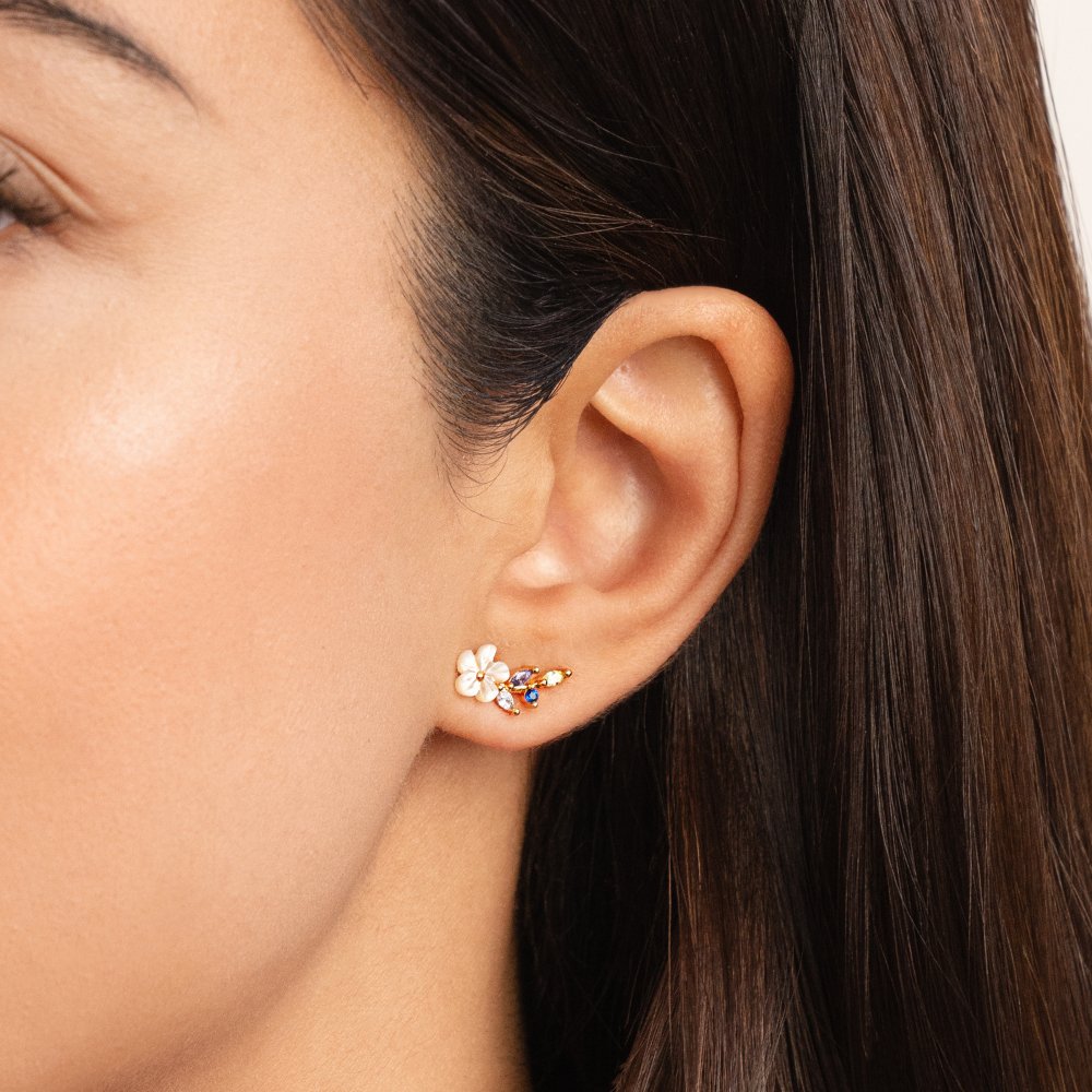 Boucles d'oreilles Cristal Blanc Fleur