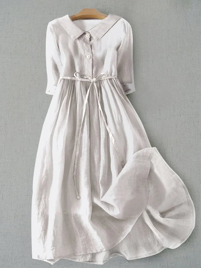 Lux - Robe à Manches Mi-Longues avec Détail Lacé à la Taille