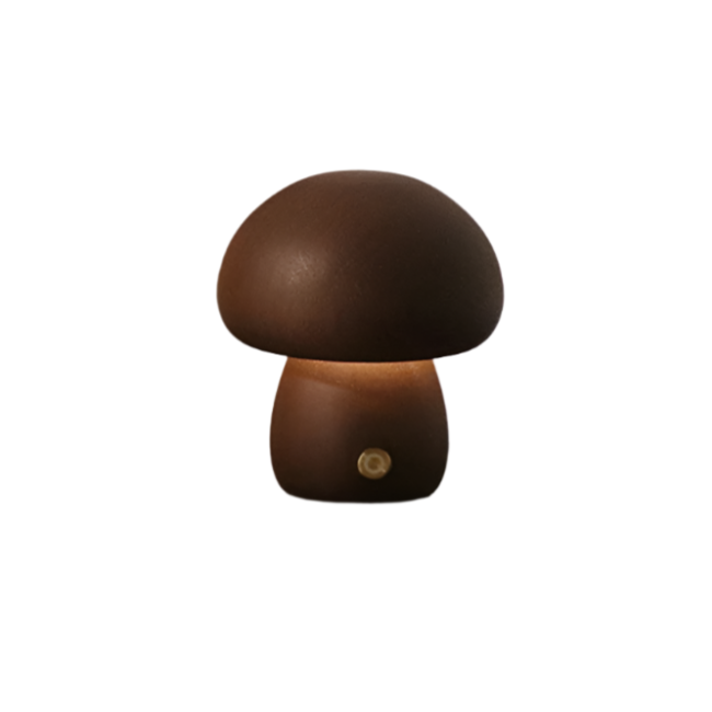 Lampe de Table Champignon en Bois Rechargeable