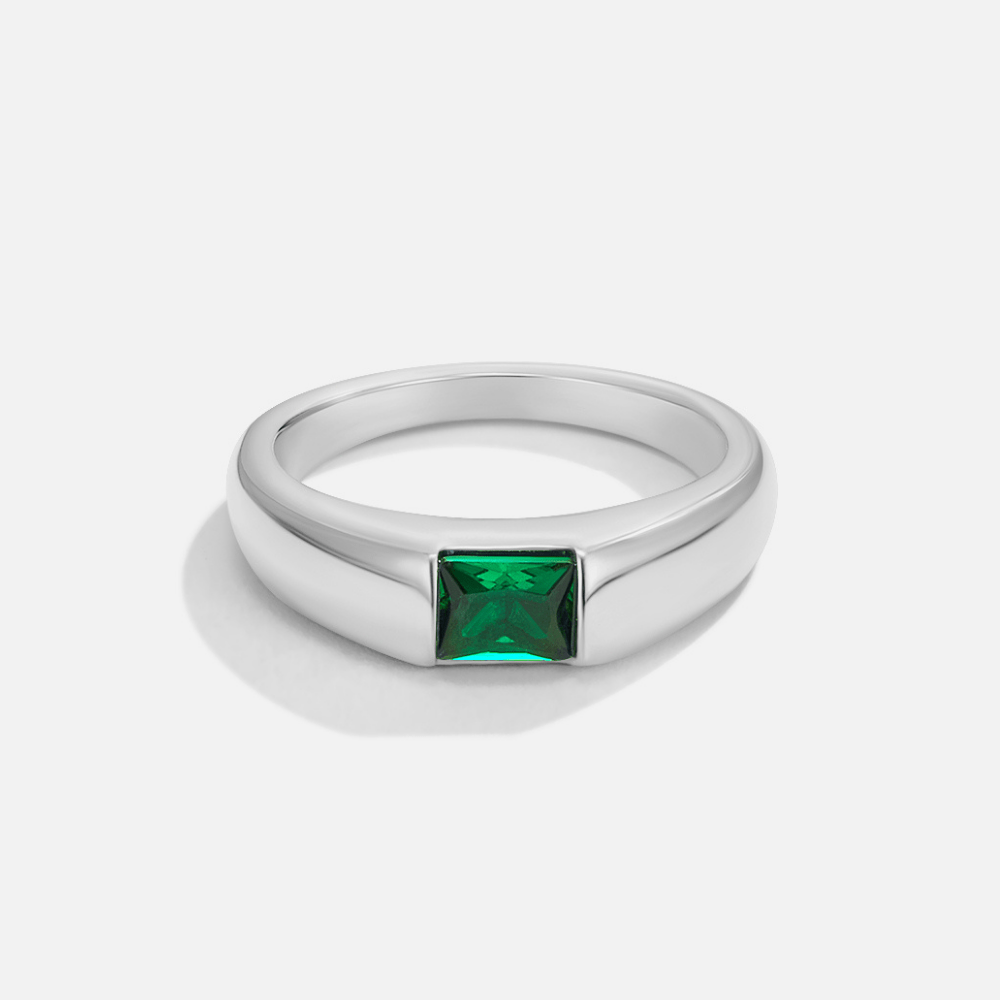 Bague en Argent Émaillé et Émeraude