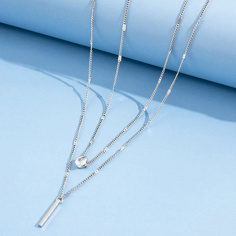 Collier Pendentif Double en Or et Argent