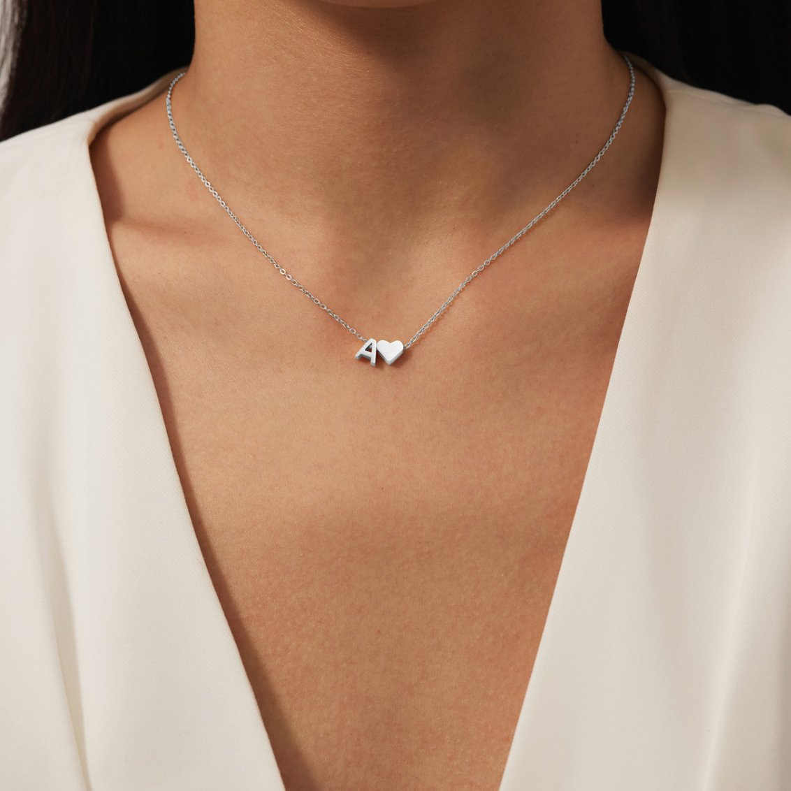 Collier en Argent 'Amour Éternel' avec Initiale