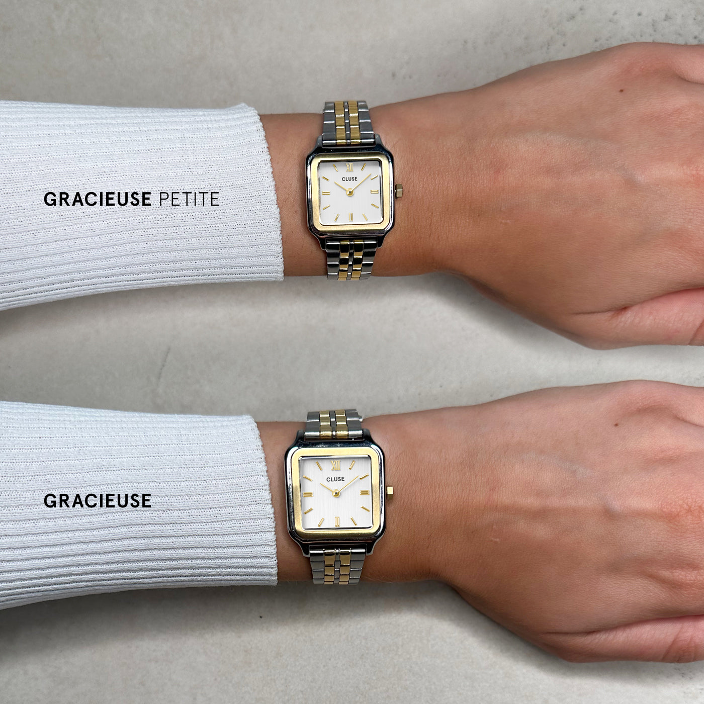 Gracieuse Petite Montre en Acier, Bicolore