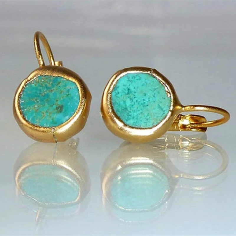 Boucles d'oreilles en or couleur turquoise