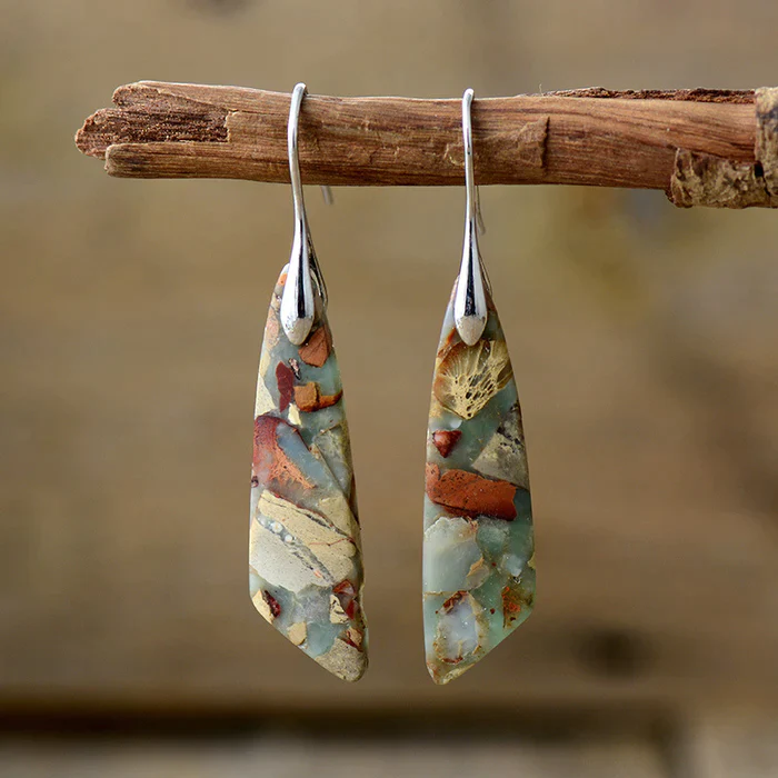 Boucles d'oreilles en pierre naturelle vintage