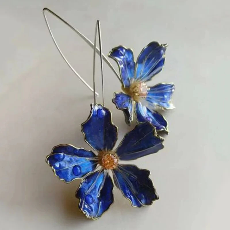 Bliss - Boucles d'oreilles fleurs vintage bleues