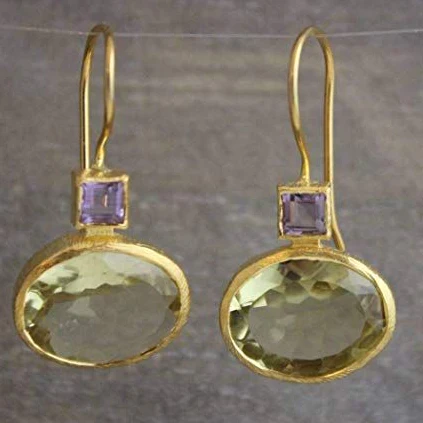 Boucles d'oreilles vintage vertes et dorées