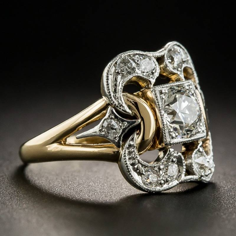 Vintage Zirconia Gold Ring 18k