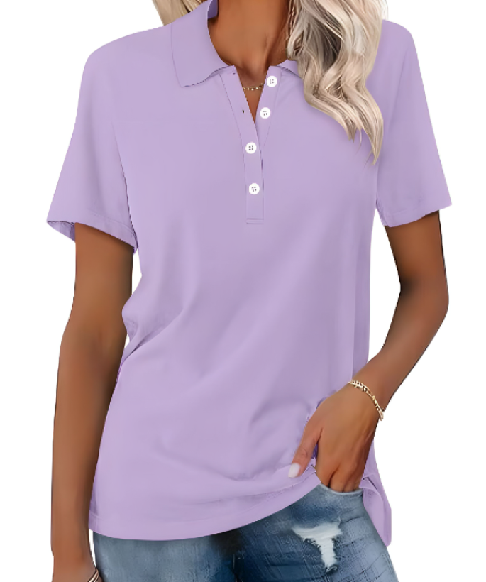 Aksana™ - T-SHIRT POLO FEMME CONFORTABLE EN TISSU DOUX