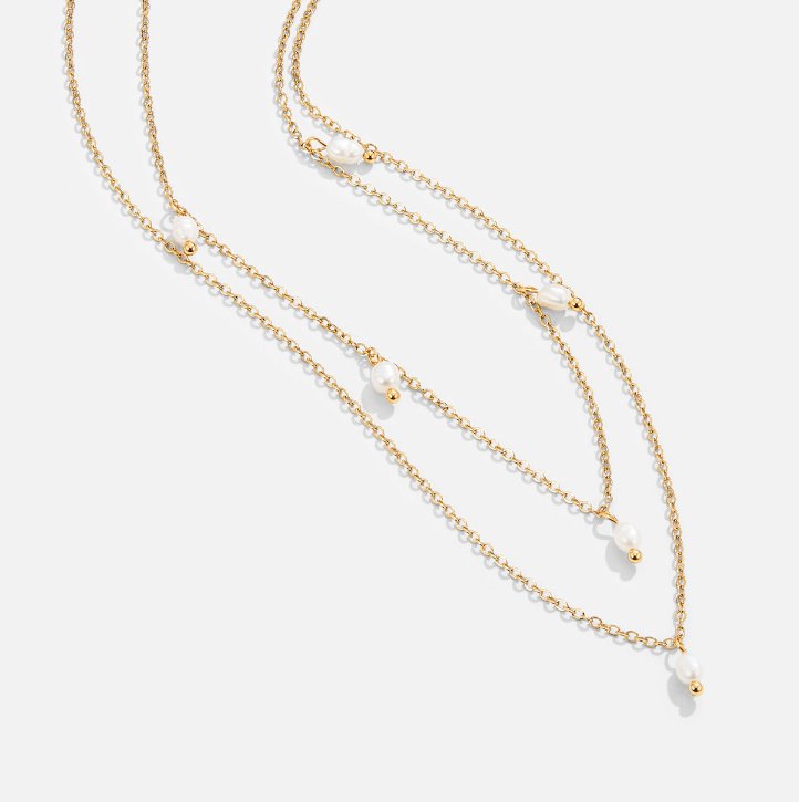 Collier superposé avec goutte de perle Kay