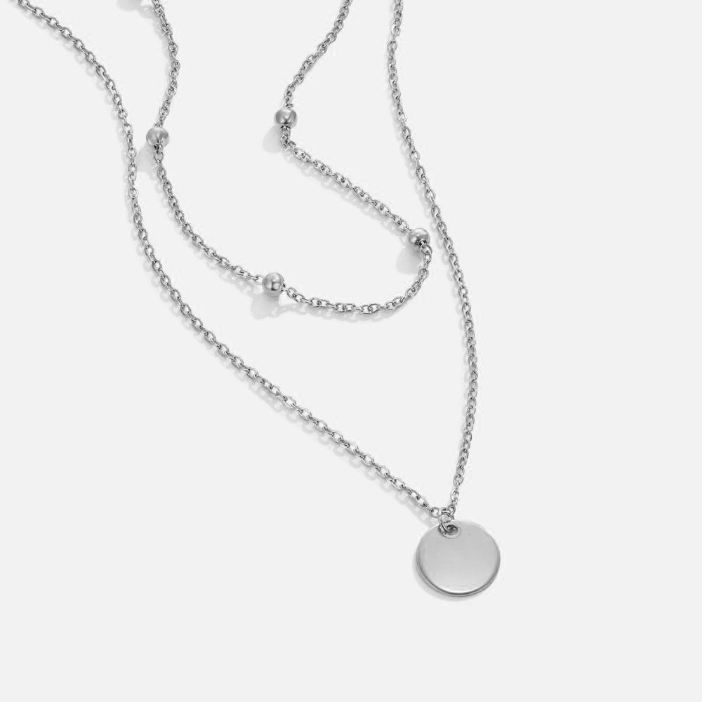 Collier en Argent à Disques Superposés