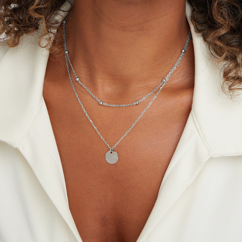 Collier en Argent à Disques Superposés