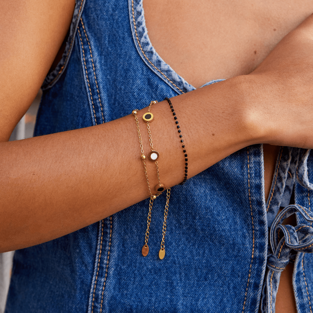 Bracelet en Onyx et Pierre Claire