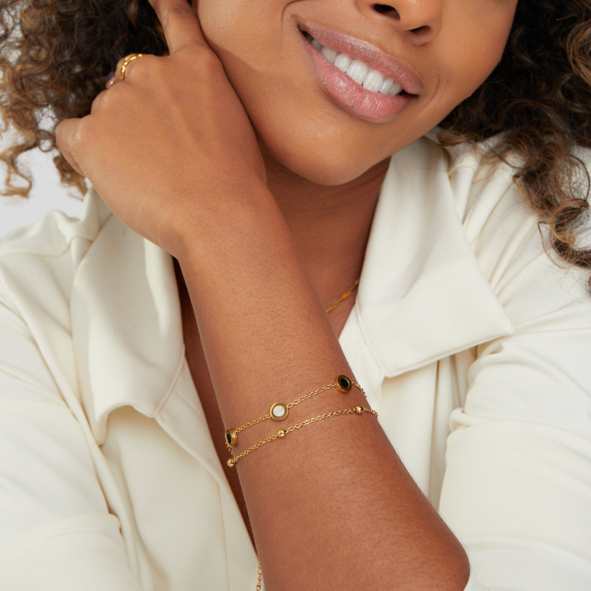 Bracelet en Onyx et Pierre Claire