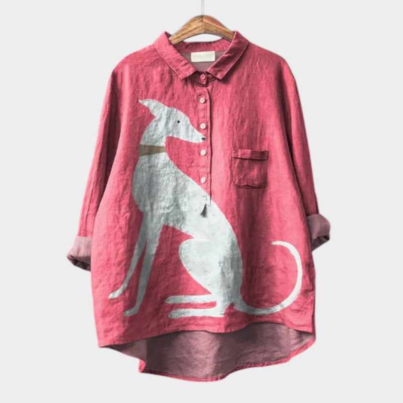 PALMIRA™ - CHEMISE OVERSIZE AVEC UN DESIGN DE CHIEN JOUET ET UN CONFORT QUOTIDIEN