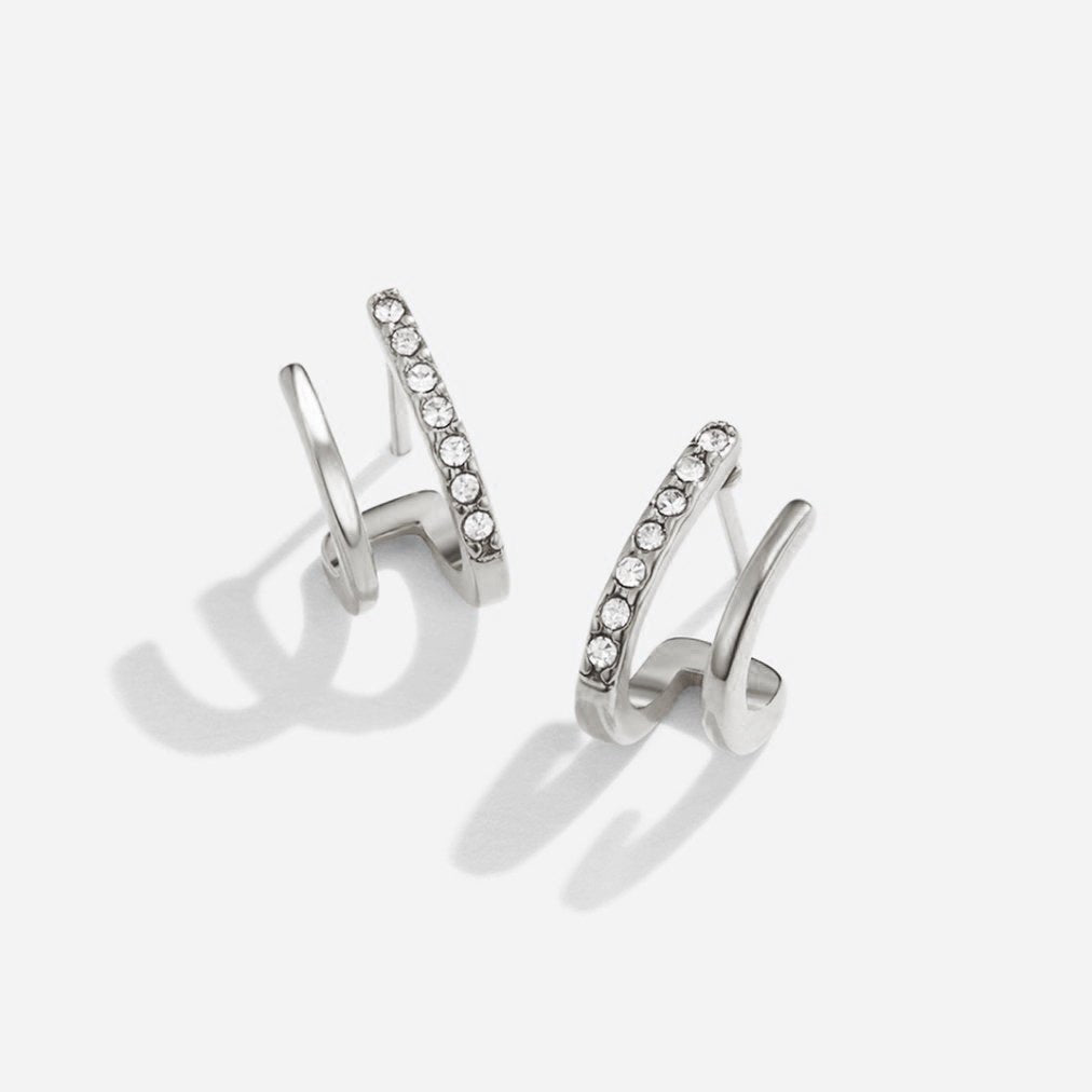 Boucles d'oreilles en Argent avec Cristal en Forme de Griffe