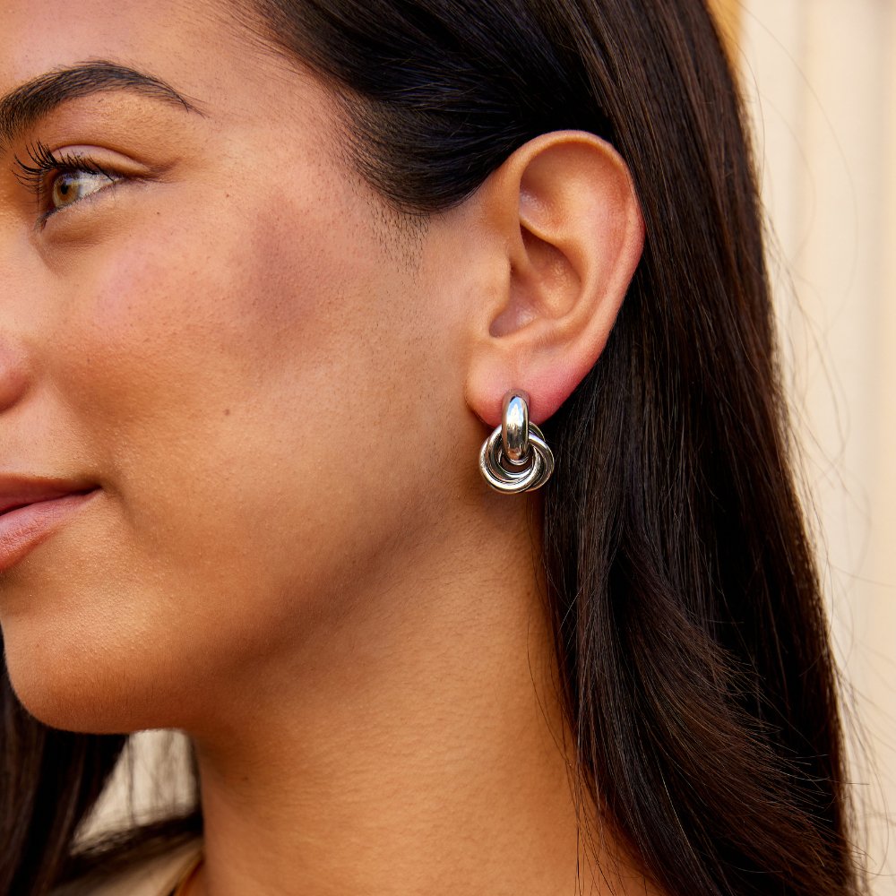 Boucles d'oreilles créoles en argent tressé Sofia