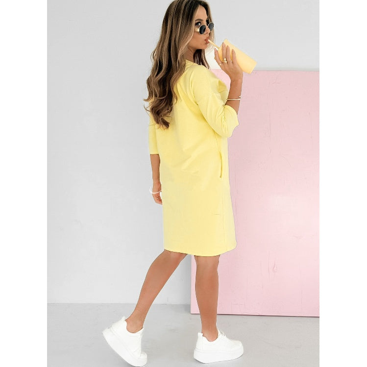 Lieka™ - ROBE AVEC ENCOLURE RONDE ET MANCHES 3/4, POCHES
