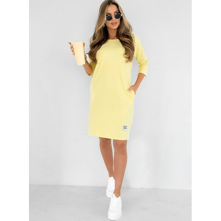 Lieka™ - ROBE AVEC ENCOLURE RONDE ET MANCHES 3/4, POCHES